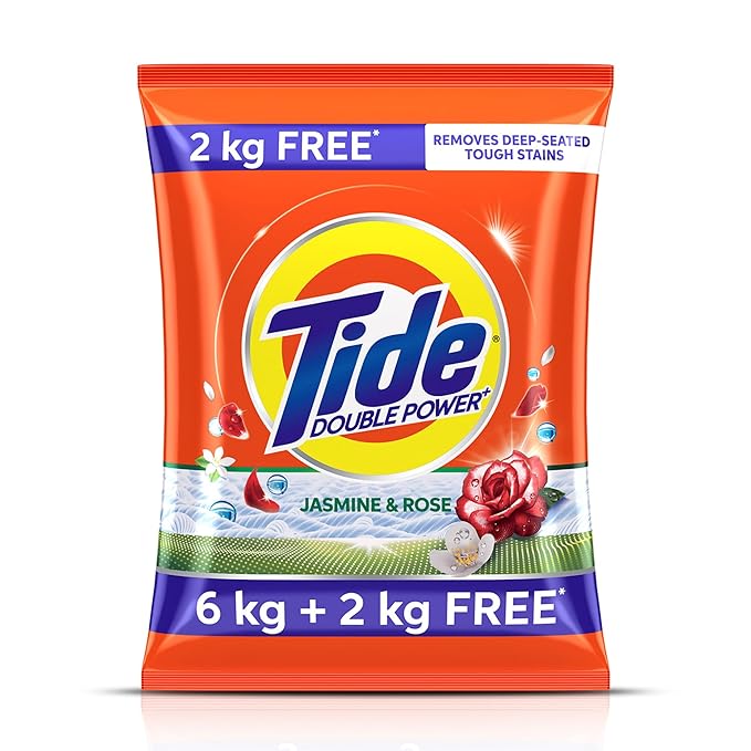 6kg+2kg Tide Plus Detergent Washing Powder - free | Jasmine & Rose Fragrance | Removes deep-seated Oil, Gravy, Tea Stains | 8kg, Pack of 1